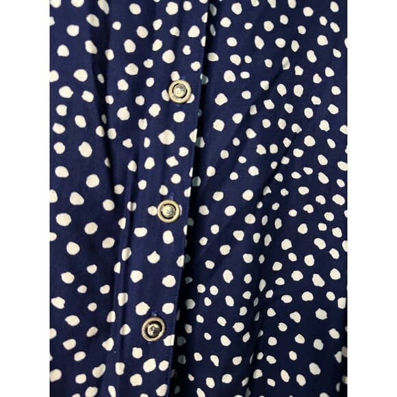 Kathy Lee 24W Navy Ivory Polka Dot Blouse Cottagecore Academia Y2K Vintage retro - Picture 6 of 7